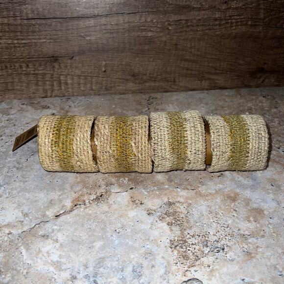 Natural Seagrass Woven Napkin Rings Creative Co-Op Made in India 2” Set of 4 Rnd - Picture 2 of 8